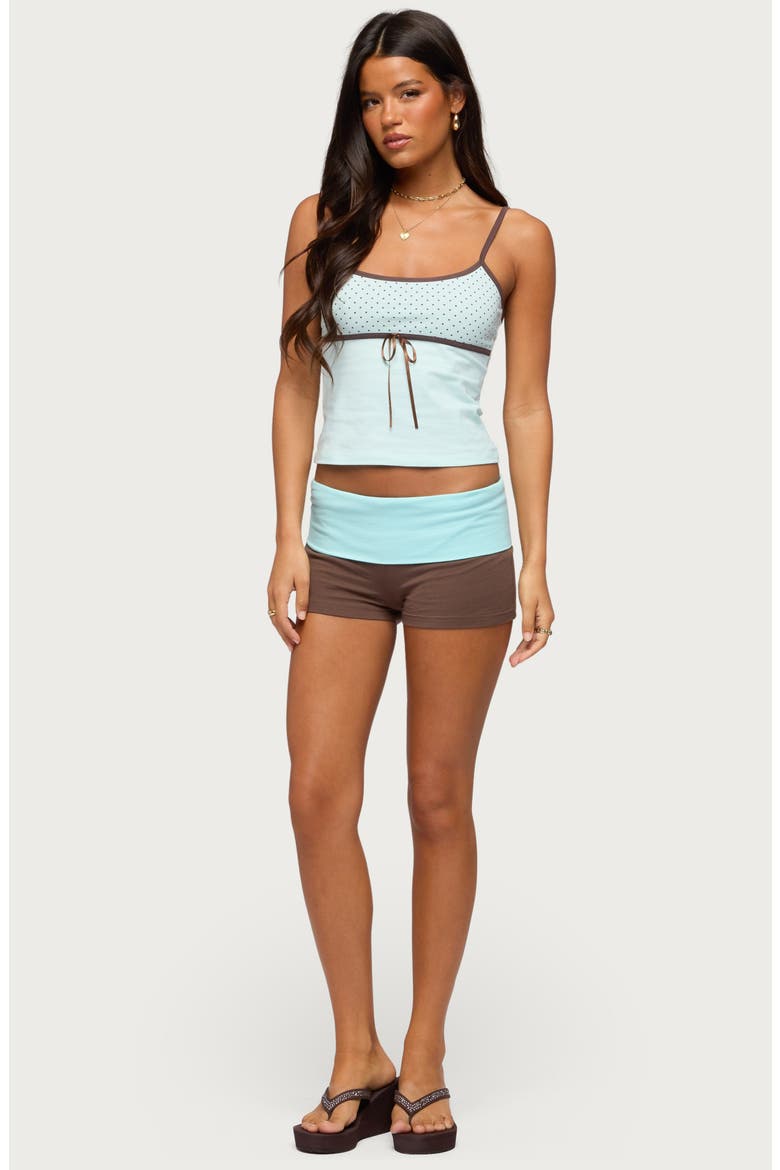 Rhoda Contrast Polka Dot Stretch Cotton Camisole, Alternate, color, TURQUOISE