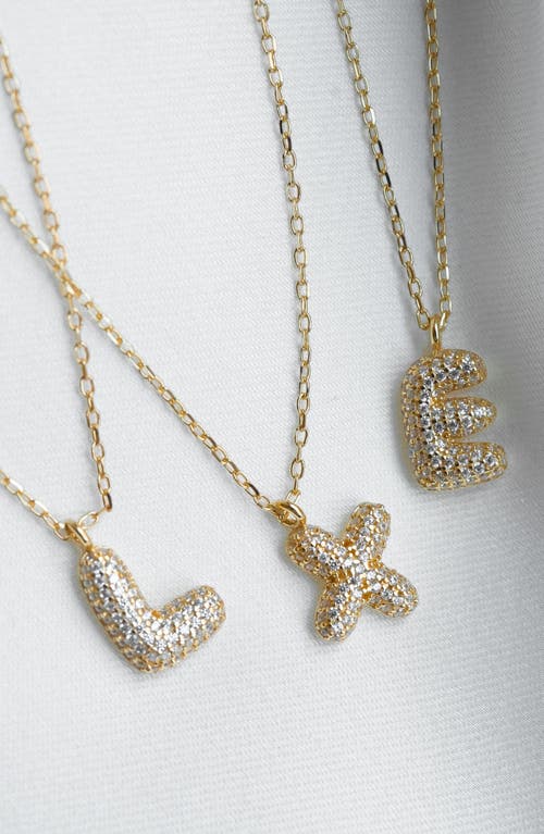 Argento Vivo Sterling Silver Cubic Zirconia Bubble Inital Pendant Necklace In Gold