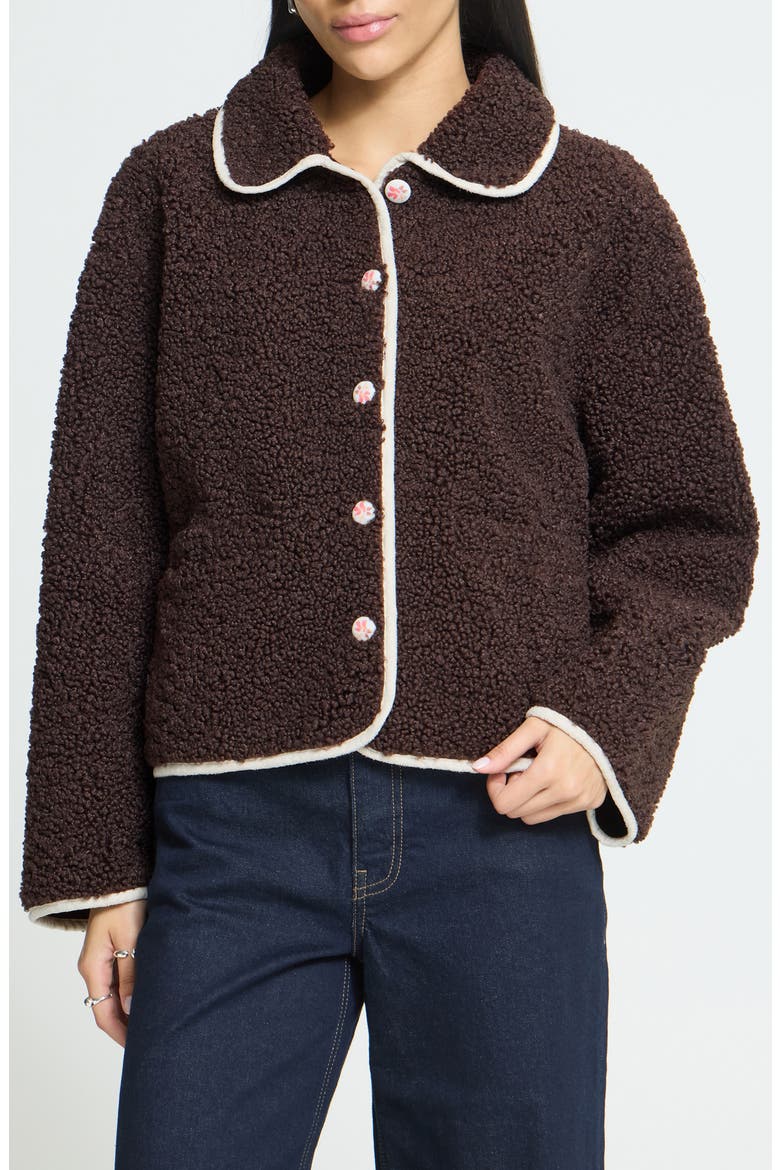 Teddy Cropped Jacket, Main, color, COFFEE BEAN