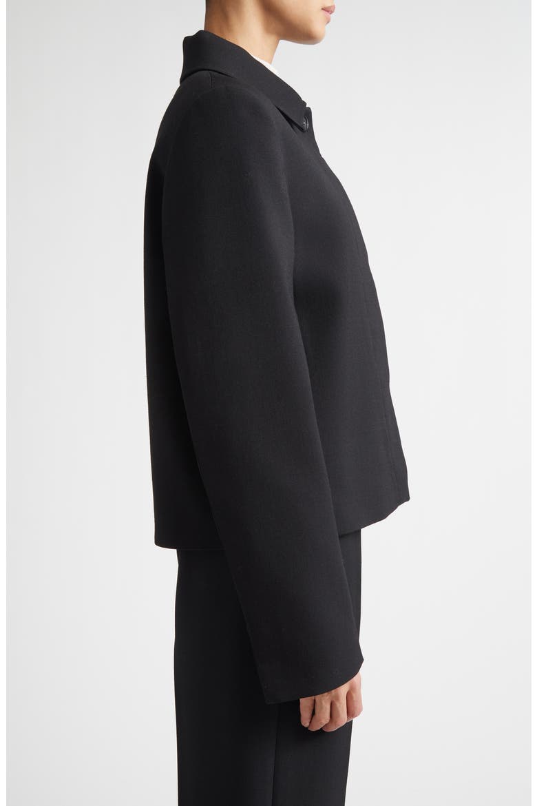 Boxy Stretch Wool & Cotton Twill Jacket, Alternate, color, BLACK