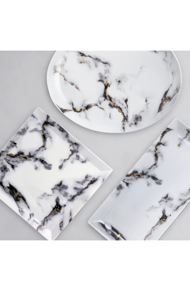 Prouna Marble Venice Fog 12 Inch Oval Platter, Alternate, color, White