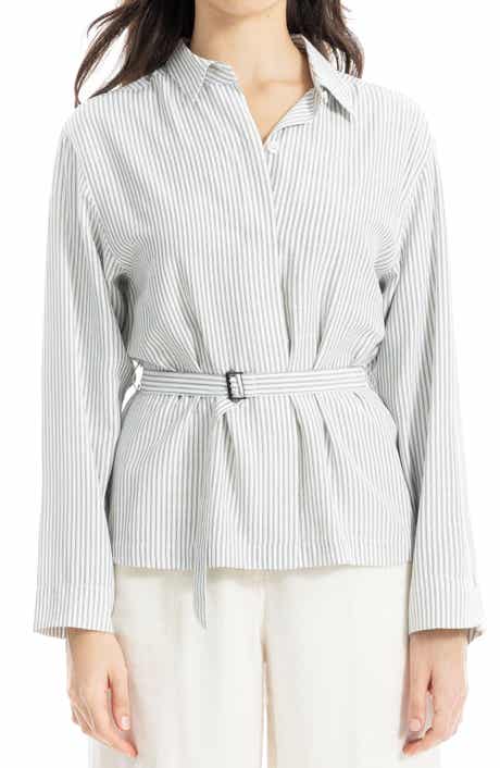 MAX STUDIO Stripe Belted Button-Up Shirt