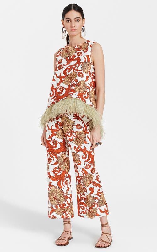 Shop La Doublej La Scala Top With Feathers Reef White