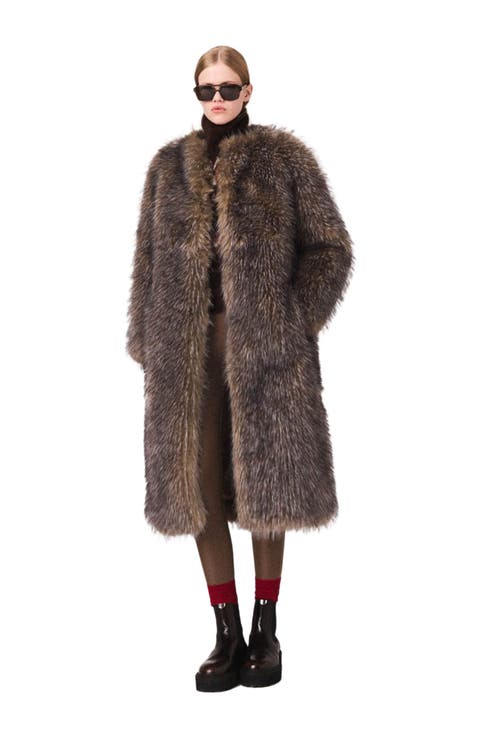 Long faux fur coat