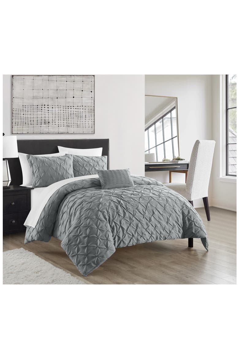 Bradley Diamond Tufted 4-Piece Comforter Set - Queen Size, Alternate, color, GREY