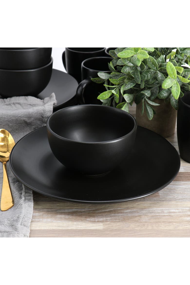 Everyday Plus 12 Piece Round Stoneware Dinnerware Set, Alternate, color, Black