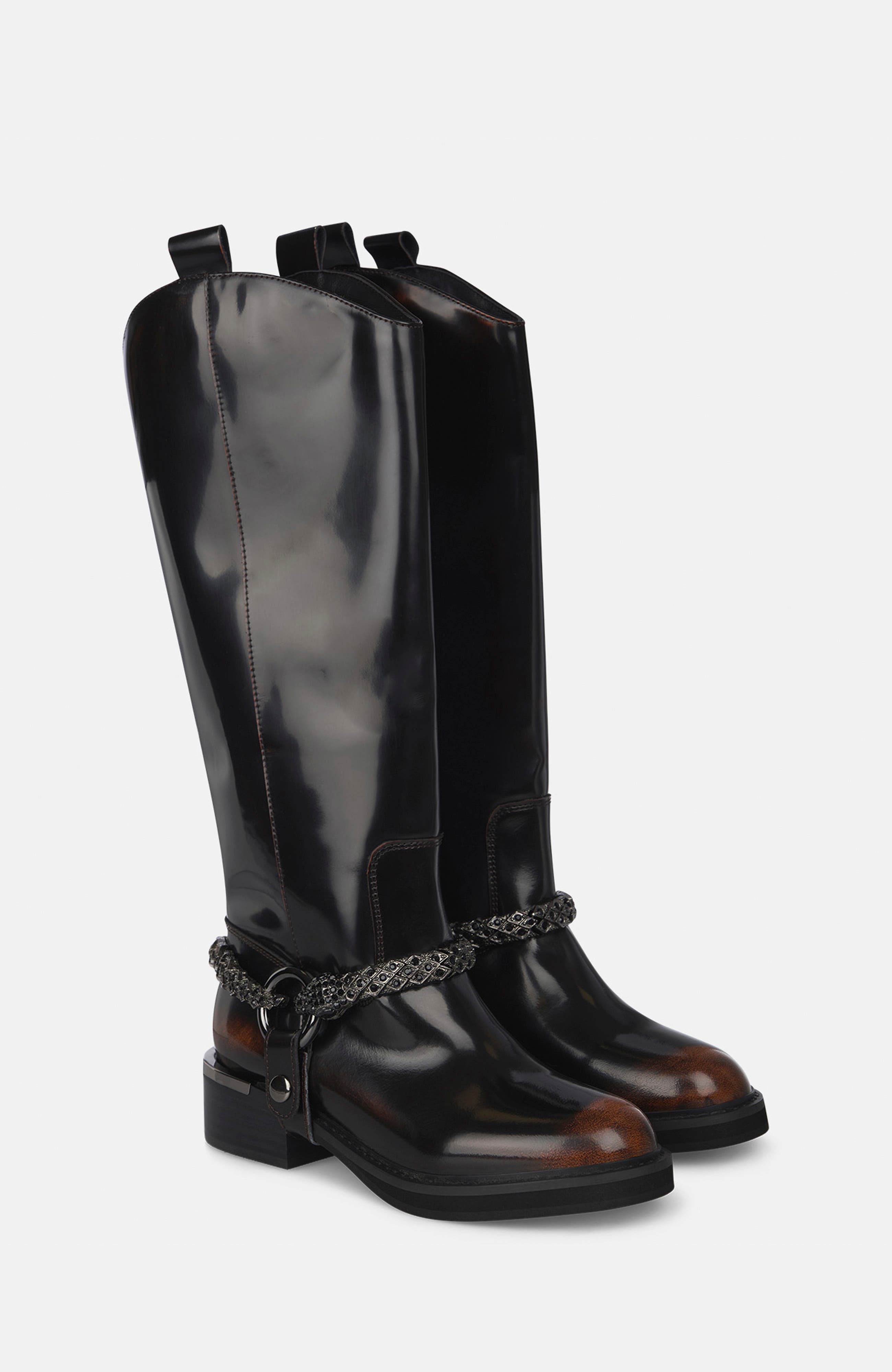 Flat Boot Snake Detail, Main, color, Coffee