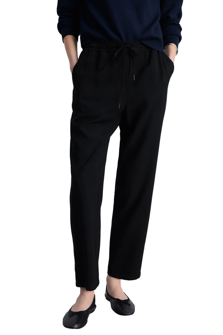 Elastic Waist Flowy Pants, Main, color, BLACK