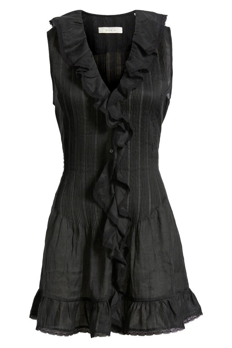 Henrietta Ruffle Sleeveless Minidress, Alternate, color, BLACK