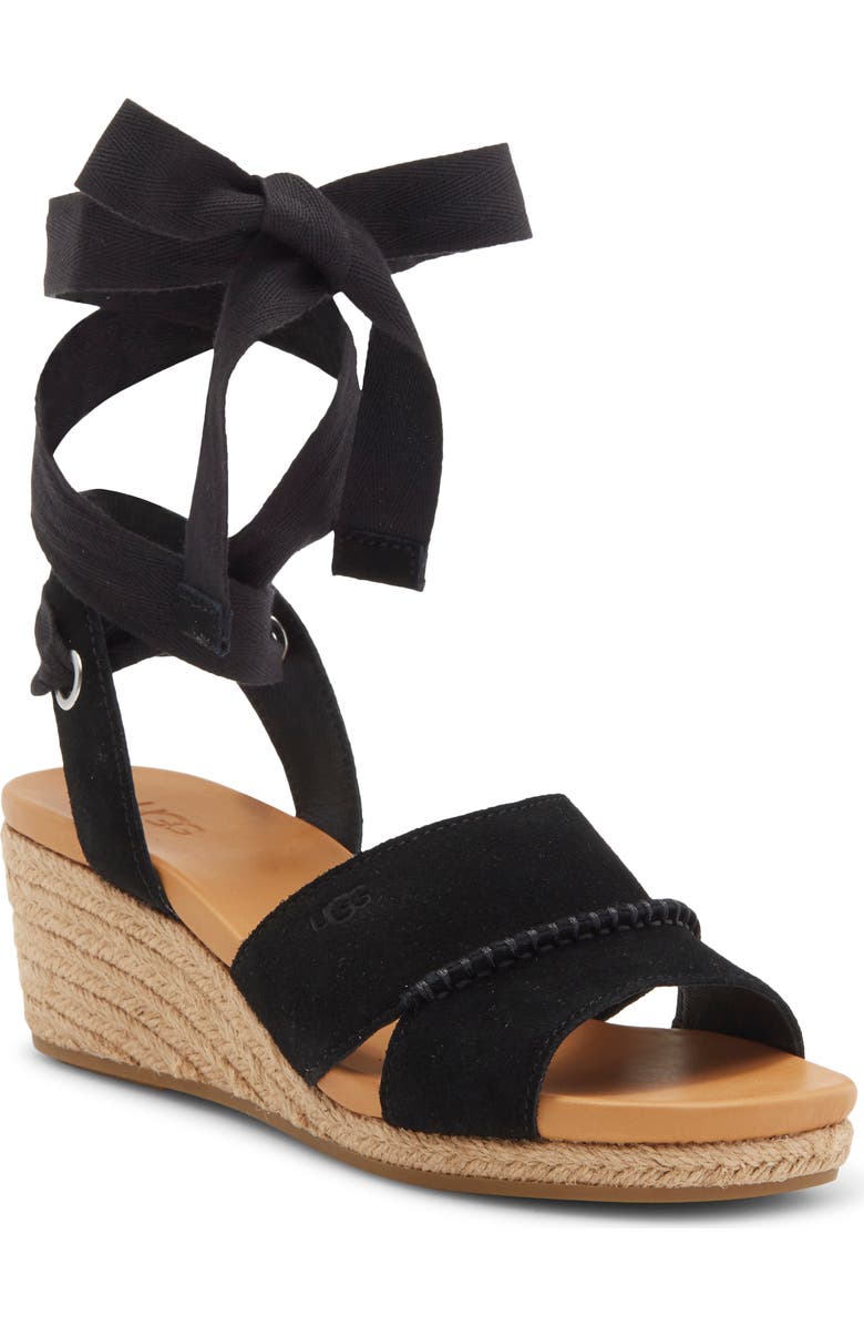 UGG<sup>®</sup> Taia Ankle Tie Wedge Sandal, Main, color,