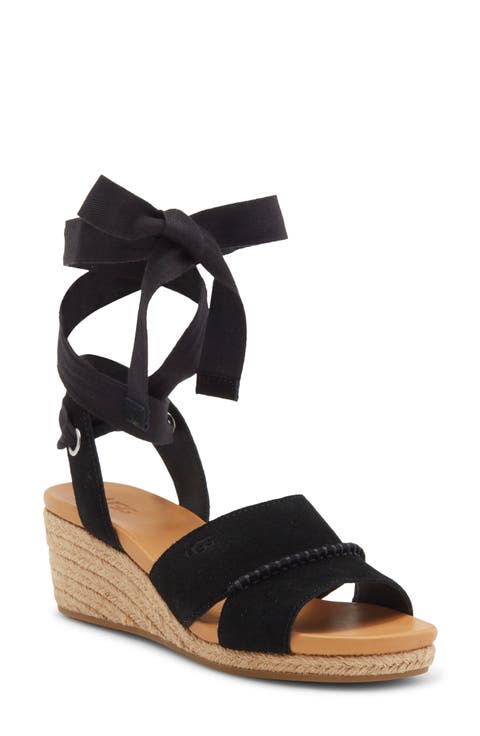 Taia Ankle Tie Wedge Sandal (Women)