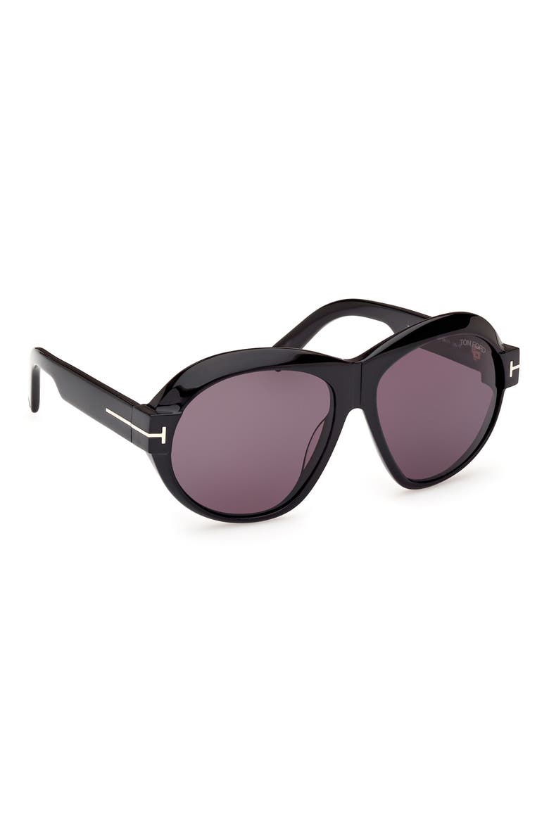Inger 59mm Round Sunglasses, Alternate, color, BLACK ECO / T LOGO