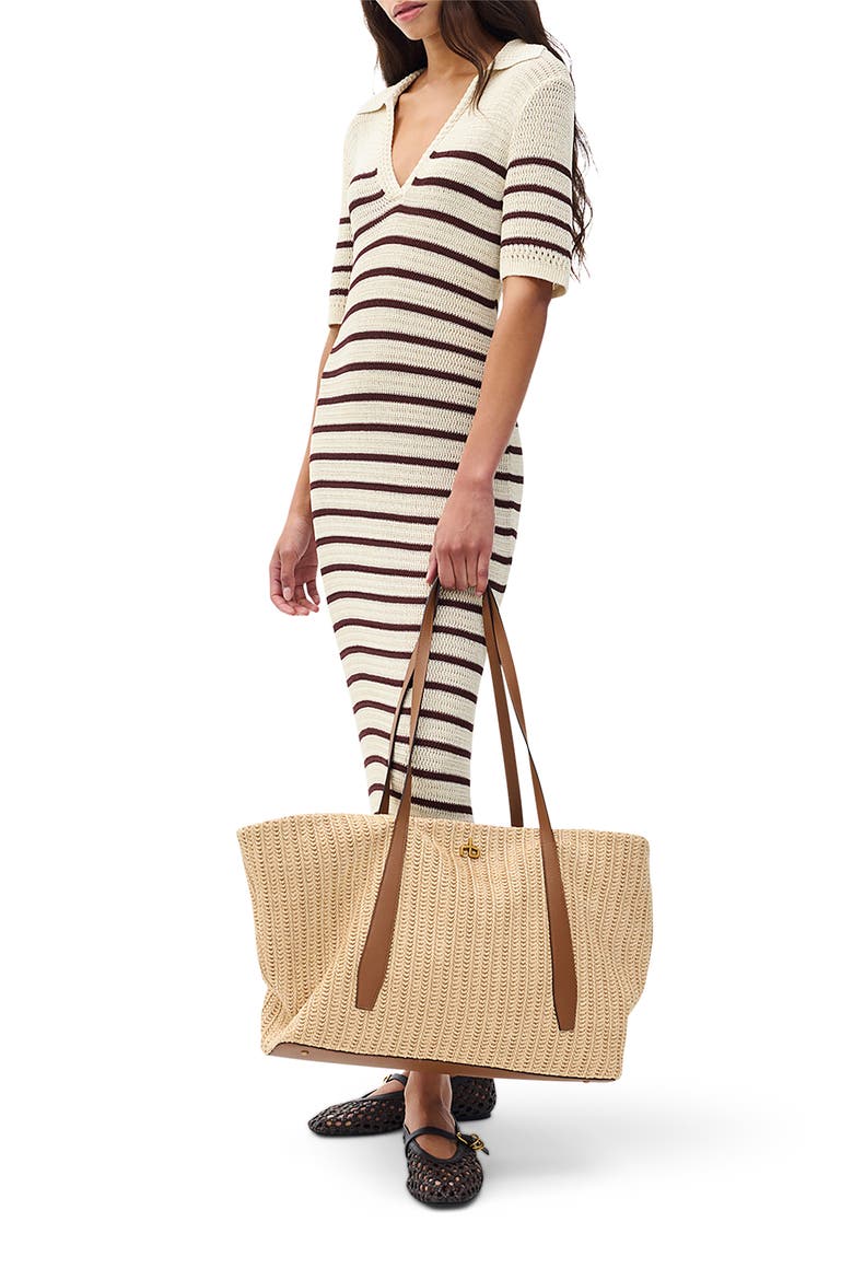 Costi Stripe Cotton Blend Polo Dress, Alternate, color, IVORY