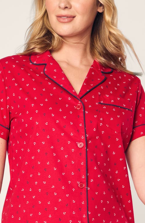 Shop Petite Plume Print Cotton Twill Short Pajamas In Red