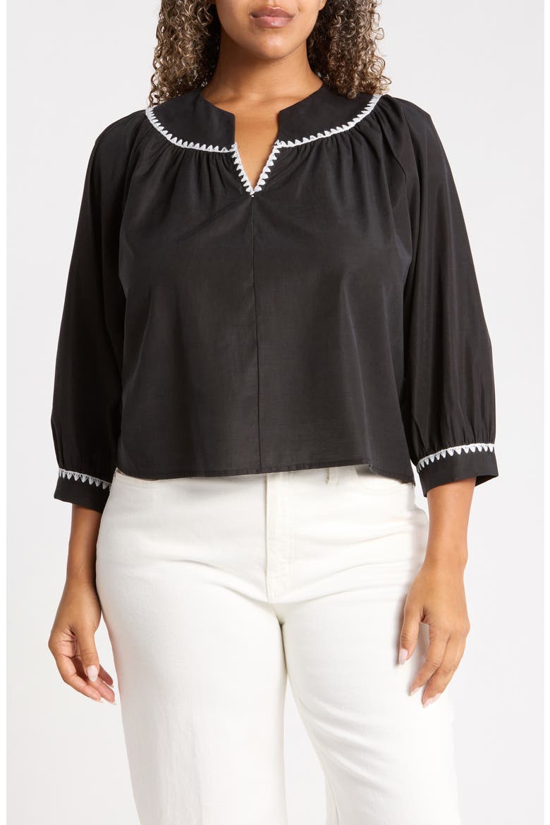 Embroidered Top, Main, color, BLACK