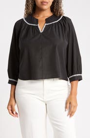 RAIN AND ROSE Embroidered Top