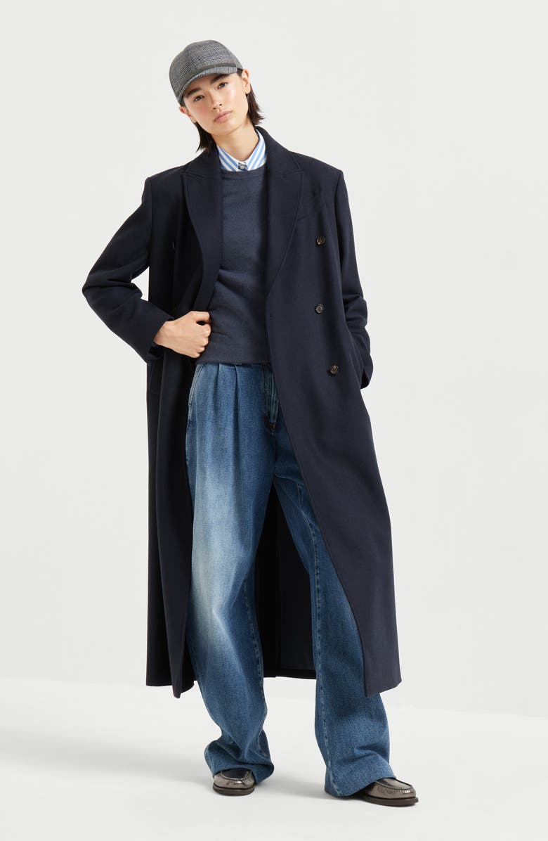 Brunello Cucinelli Striped poplin shirt, Alternate, color, Azure