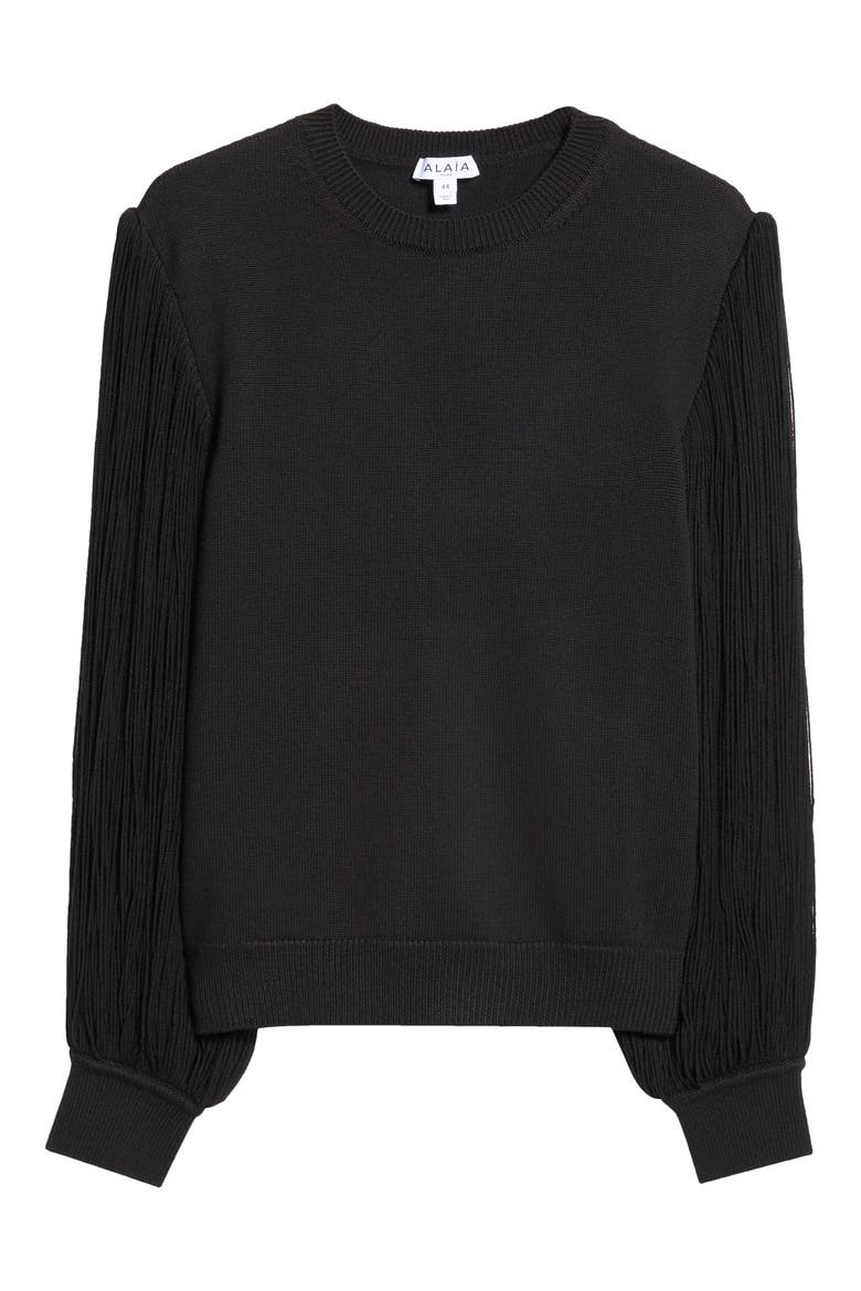 Tassel Crewneck, Alternate, color, NOIR ALAIA