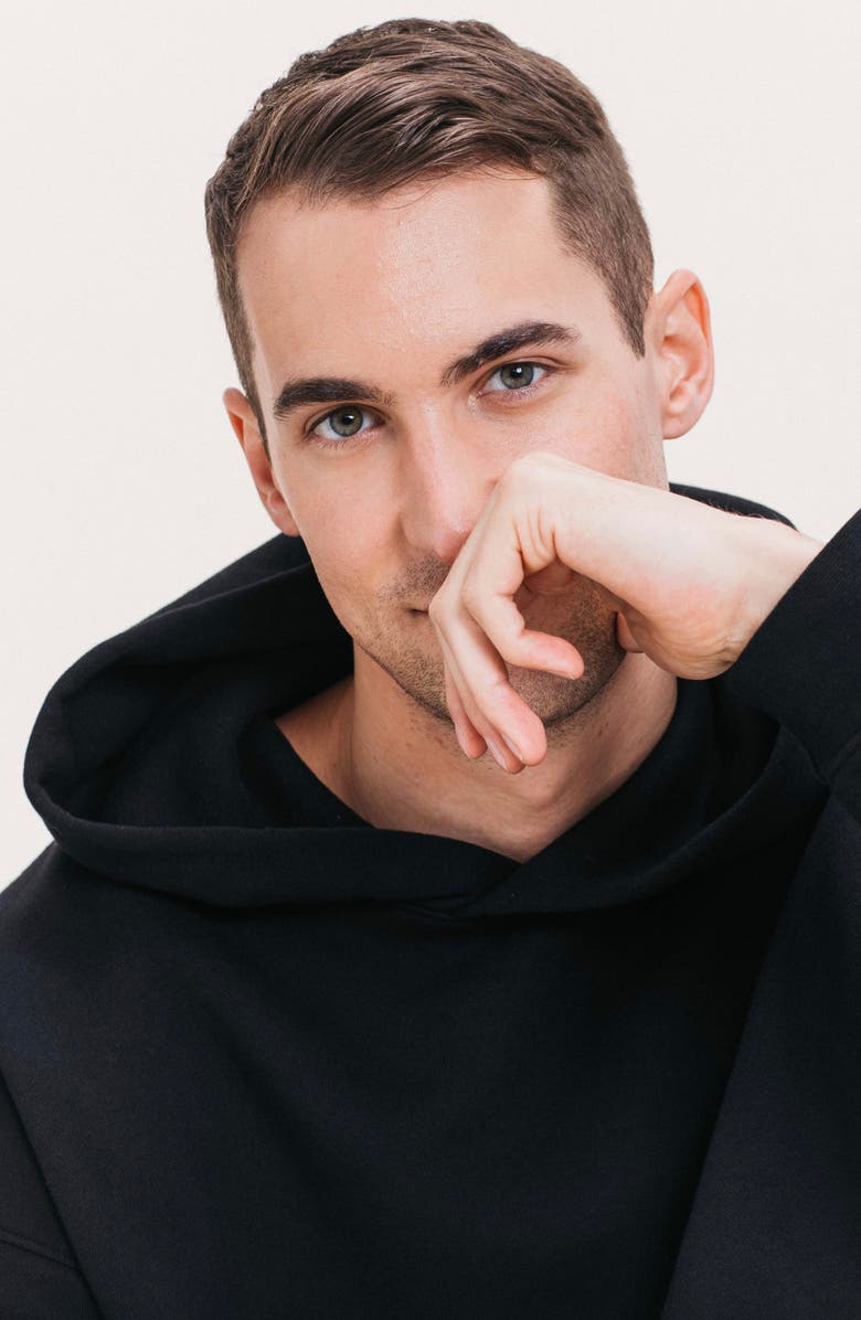 Ocio Men's Organic Cotton Teddy Oversized Hoodie, Alternate, color, Black