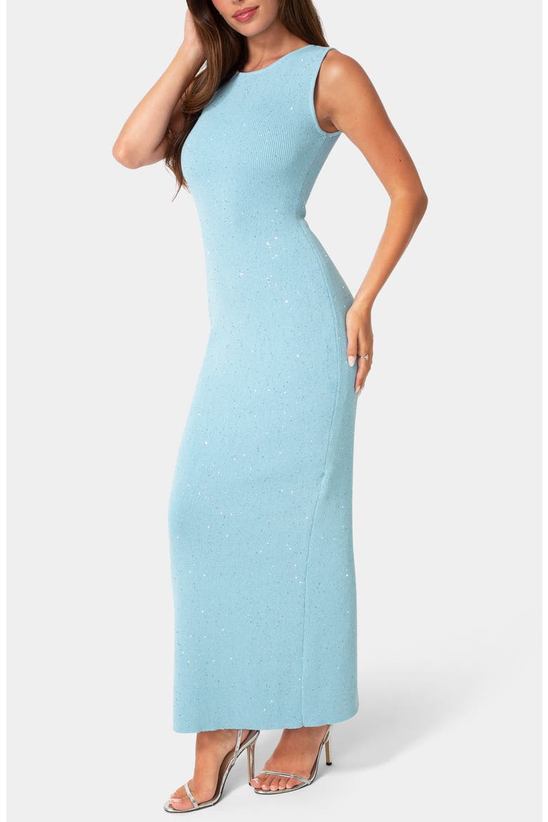 Boatneck Lurex Knit Maxi Dress, Alternate, color, LITE BLUE