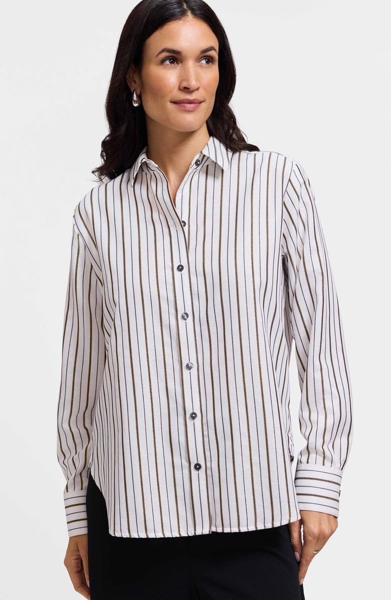 Foxcroft Meghan Metallic Stripe Shirt, Alternate, color, White/ Multi
