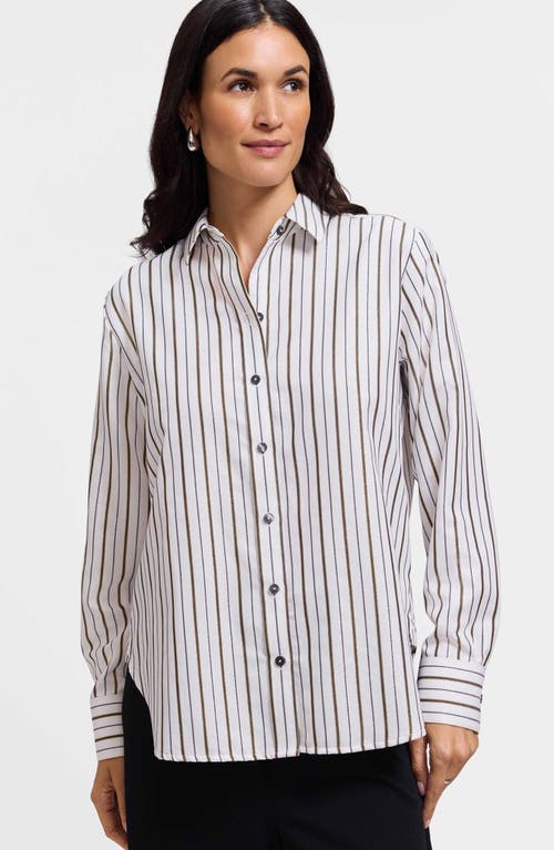 Foxcroft Meghan Metallic Stripe Shirt In Multi