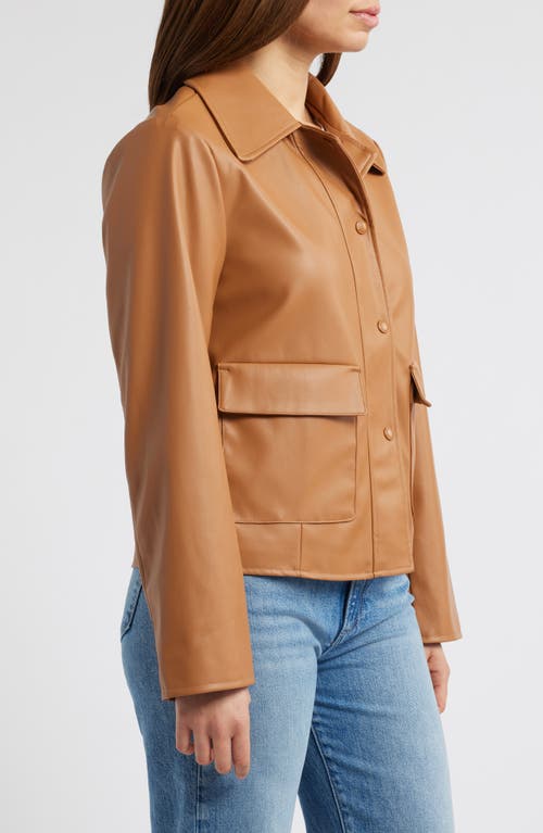 Shop Sam Edelman Faux Leather Swing Jacket In Saddle