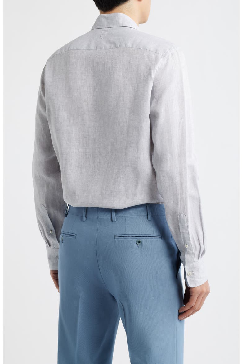 Regular Fit Linen Button-Up Shirt, Alternate, color, LIGHT GREY