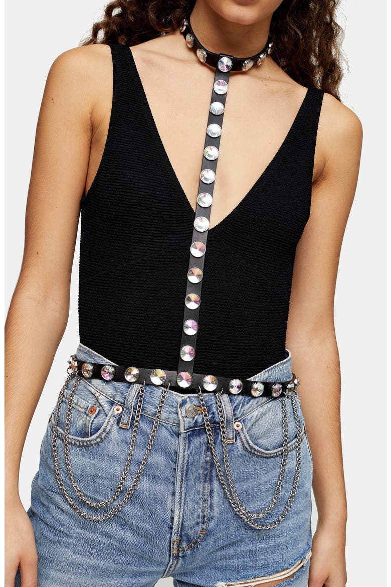 Jewel Body Harness, Alternate, color, BLACK