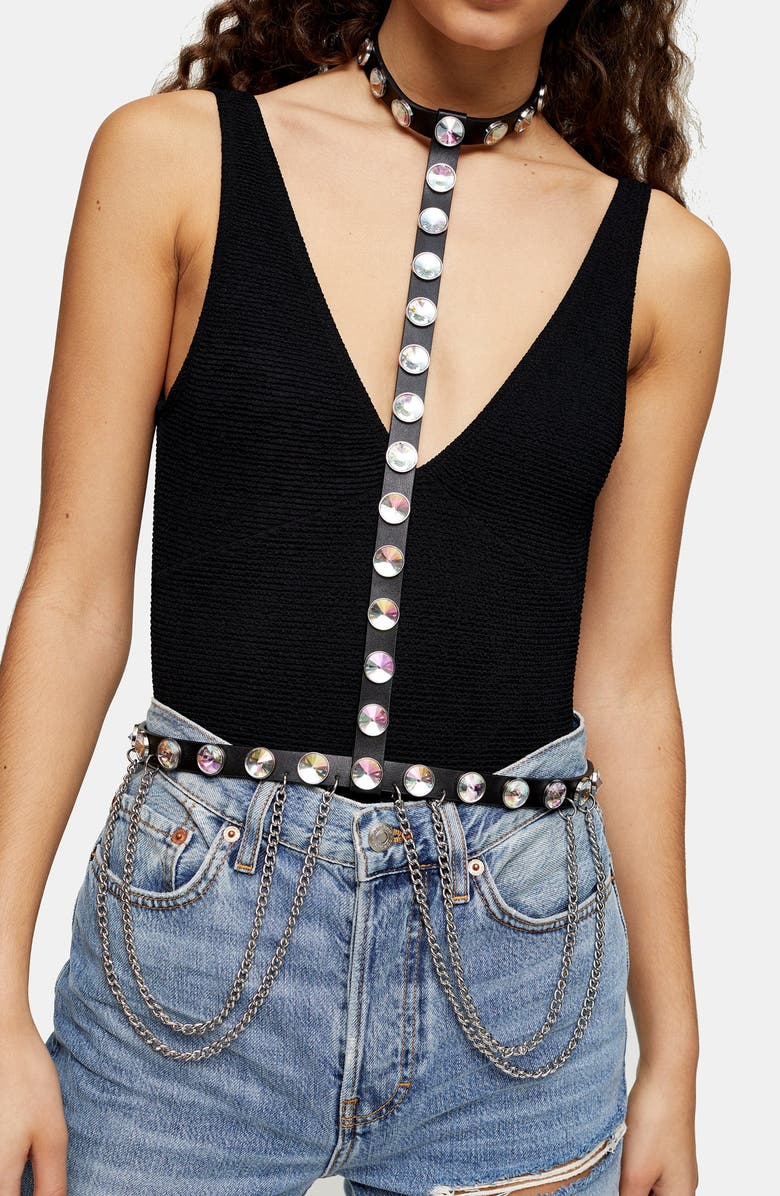 Topshop Jewel Body Harness, Alternate, color,