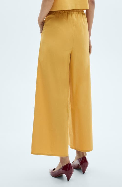 Mango Pull-on Cotton Blend Pants In Mustard