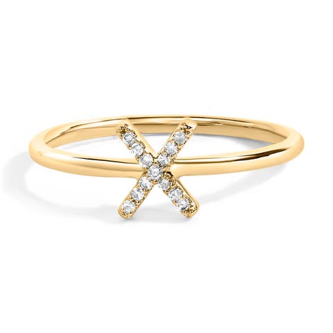 10K Gold Yellow Diamond Accent Initial "A-Z" Ring