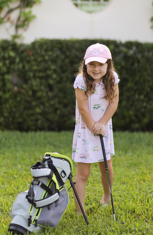Bits & Bows Rainbow Golf Cart Twill Bow Baseball Hat In Pink