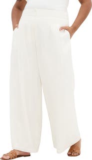 City Chic Abbie Wide Leg Linen Blend Pants