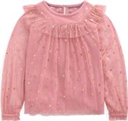 Mini Boden Kids' Foil Star Tulle Top