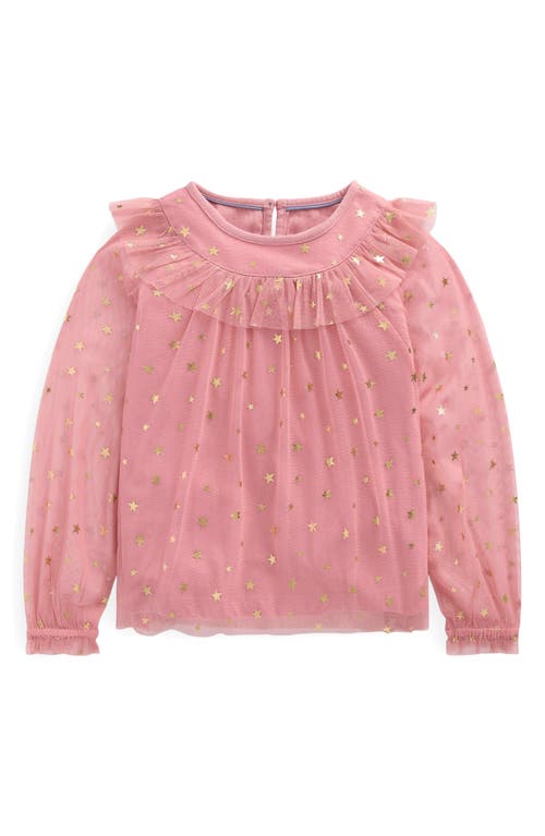 Mini Boden Kids' Foil Star Tulle Top In Pink