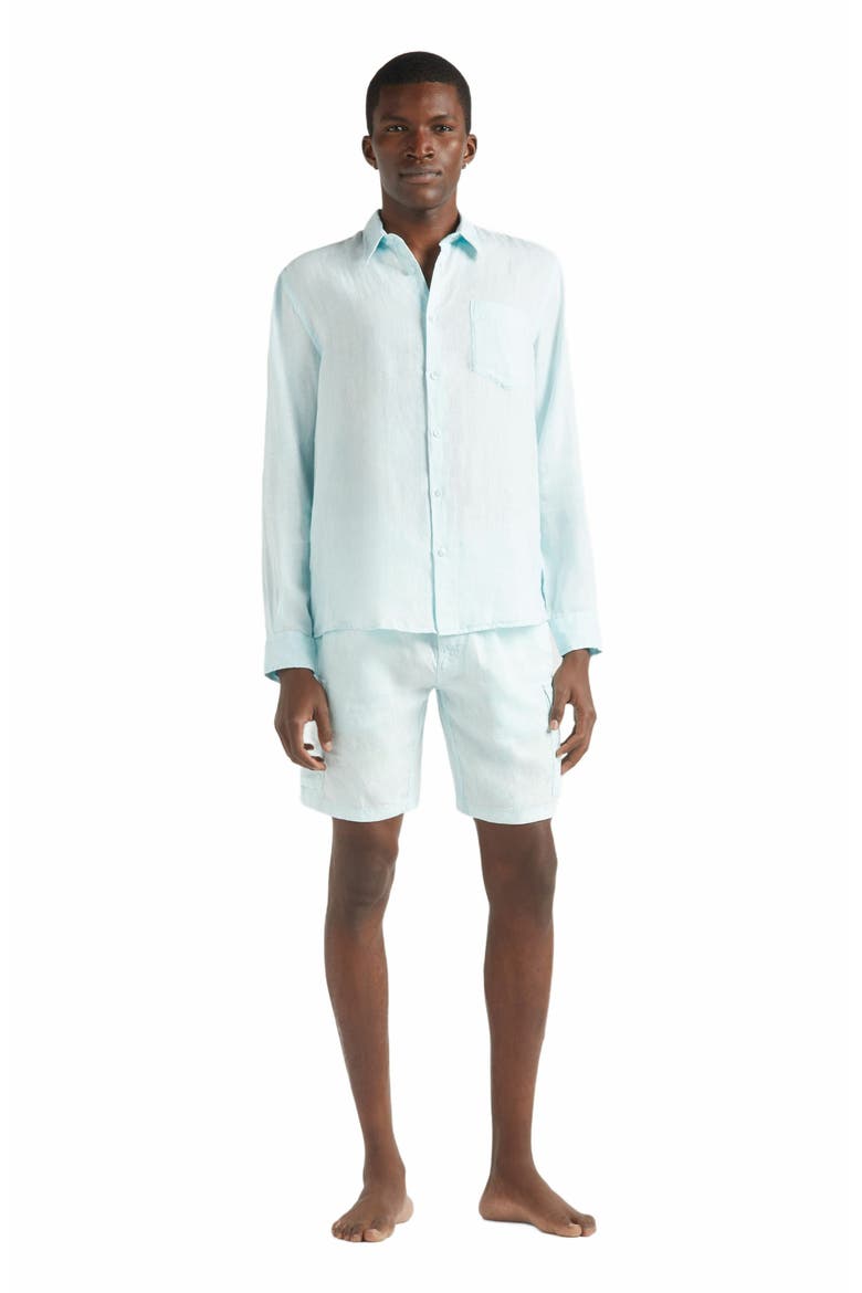 Men's Natural Dye Linen Shirt, Main, color, PACIFIC