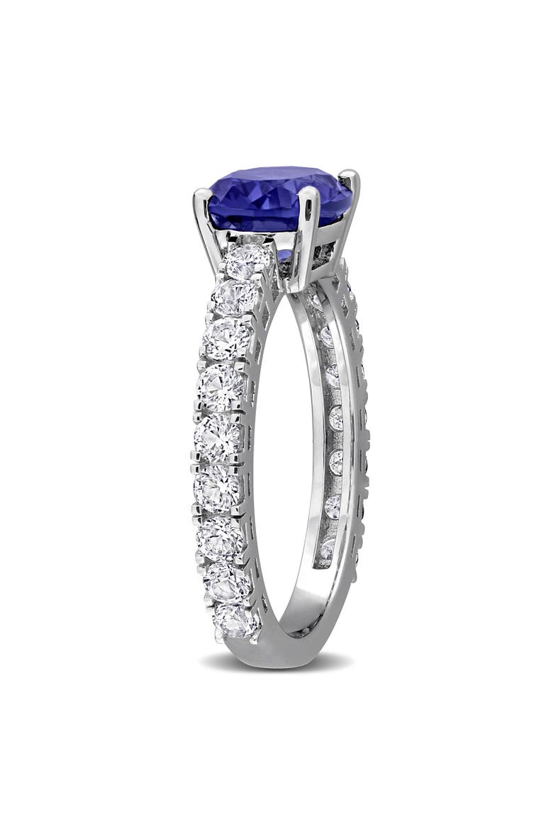 Lab-Created Blue & White Sapphire Oval Ring, Alternate, color, Created Sapphire