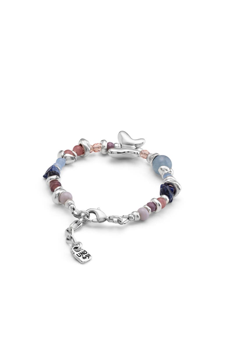 UNODE50 Sterling silver-plated beaded bracelet with multicolor handmade crystals, Alternate, color, Silver