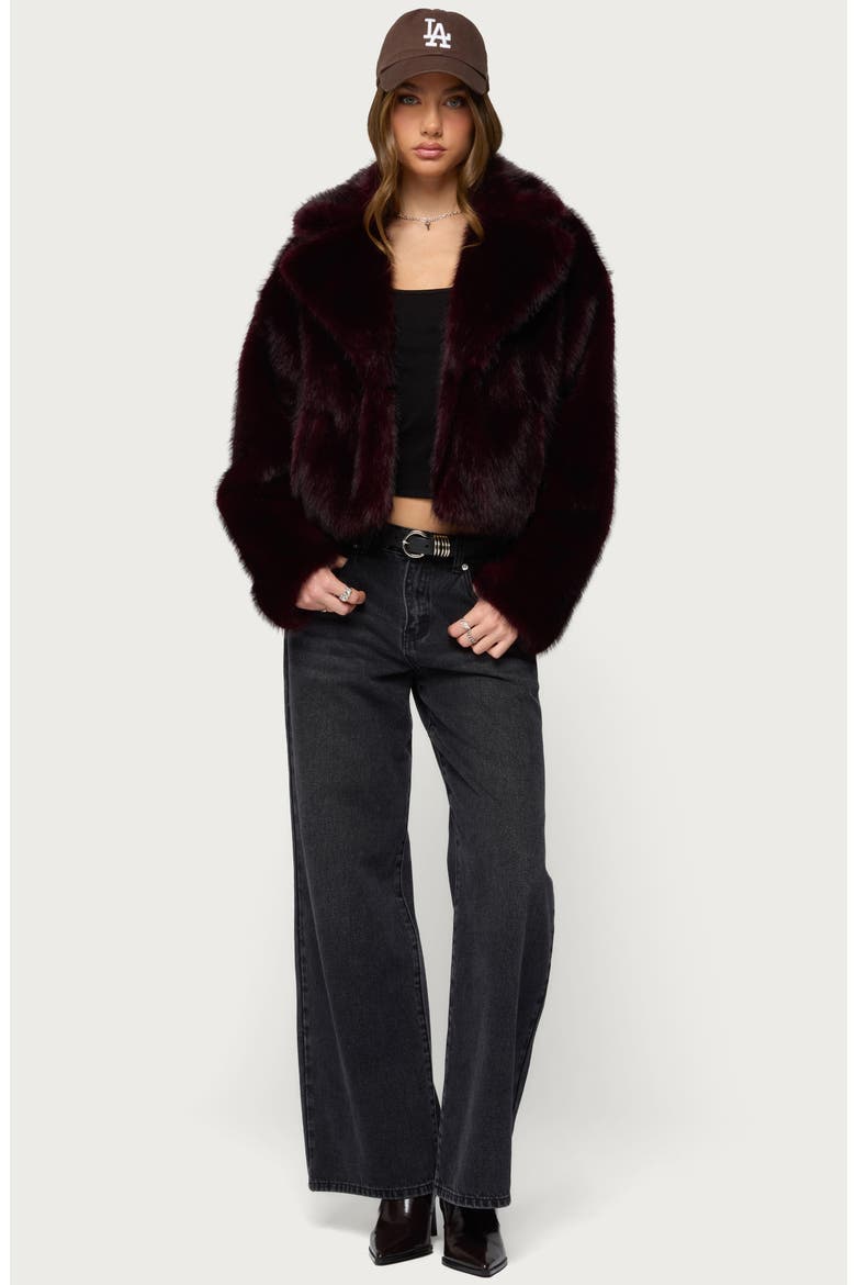 Kamilah Oversize Faux Fur Coat, Alternate, color, WINE