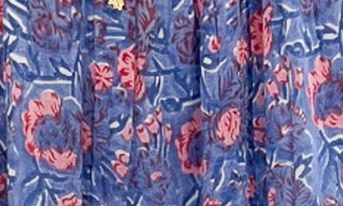 Alicia Bell Libra Ruffle Tiered Cotton & Silk Cover-up Sundress In Blue Pink Print