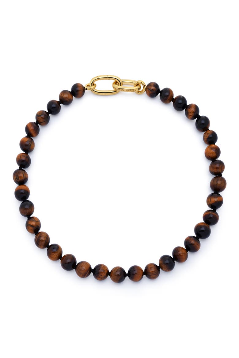 x Kate Young Tiger's Eye Necklace, Main, color, 18CT GOLD VERMEIL / TIGERS EYE