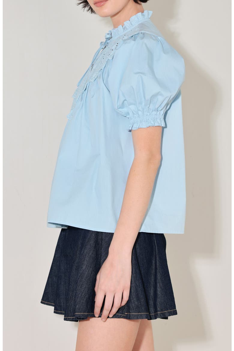 Puff Sleeve Cotton Baby Doll Top, Alternate, color, LIGHT BLUE