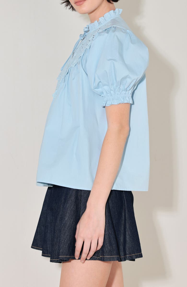 FREEMARKET Puff Sleeve Cotton Baby Doll Top, Alternate, color, Light Blue