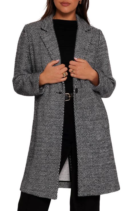 Nicoletta Herringbone Longline Coat