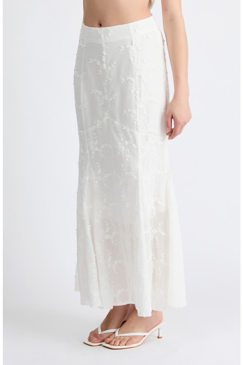 Bella 3D Floral Embroidered Maxi Skirt, Alternate, color, WHITE