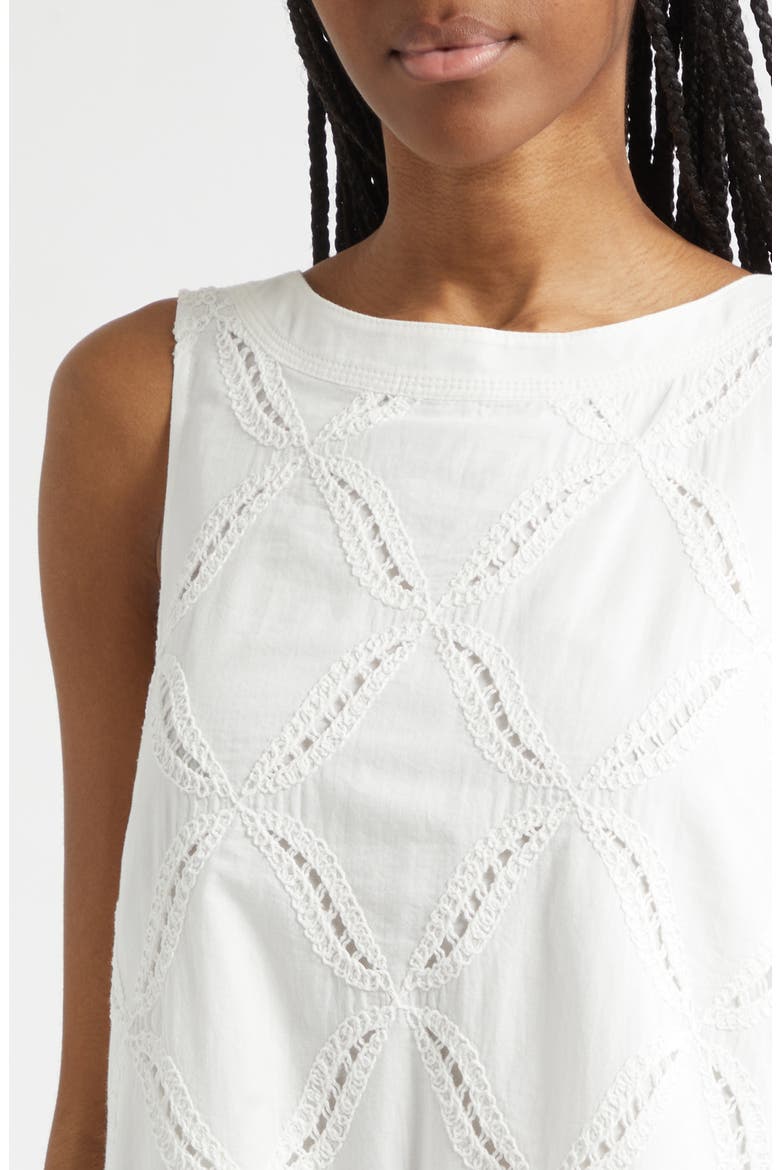 Alina Ladder Stitch Sleeveless A-Line Dress, Alternate, color, WHITE