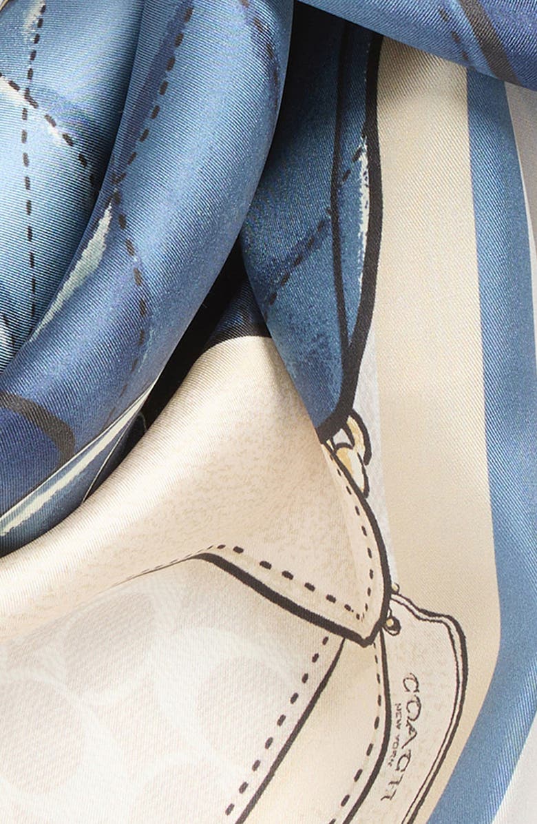 COACH Stacked Tabby Print Silk Square Scarf, Alternate, color, Chalk Multi