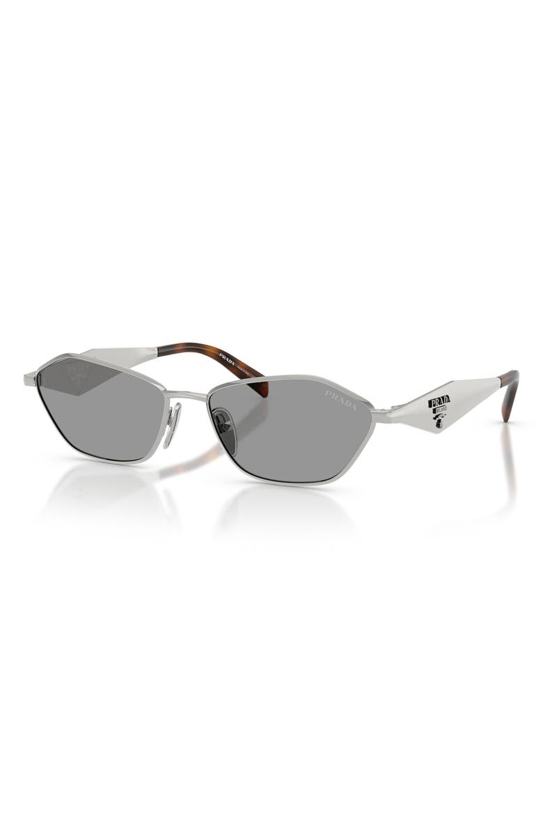 Prada 57mm Irregular Sunglasses, Alternate, color, Silver / Grey
