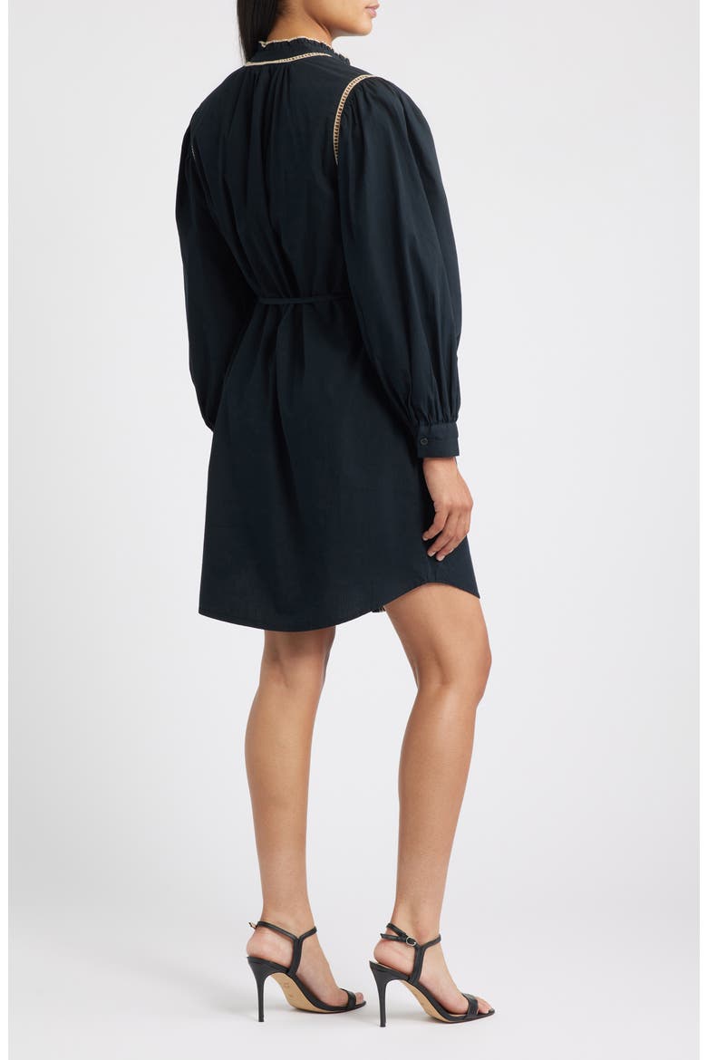Embroidered Shirtdress, Alternate, color, BLACK/ IVORY